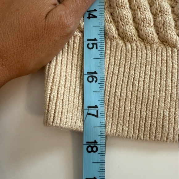 Free People Crazy In Love Tan Cream Ruffle Knit Long Sleeve Sweater Blouse Sz XS - Picture 11 of 12